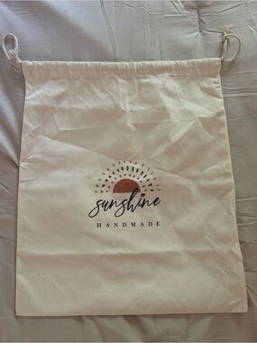 Sunshine Handmade Drawstring Bag - Cream with Rust Accent - NEVER USED!